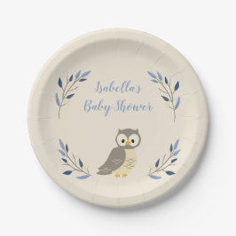 Borden van Baby shower van Woodland Owl Papieren Bordje