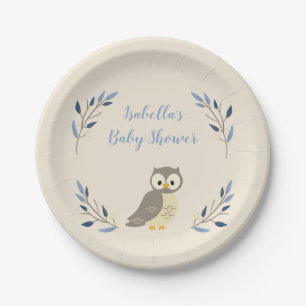 Borden van Baby shower van Woodland Owl Papieren Bordje