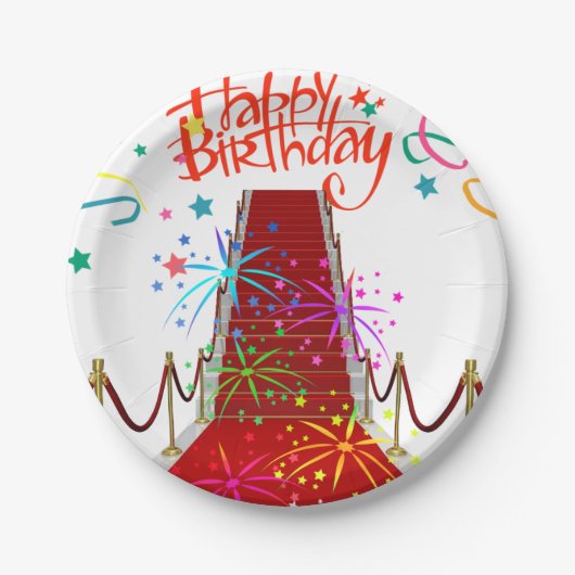 Borden van Birthday Paper, rood tapijt Papieren Bordje (Voorkant)