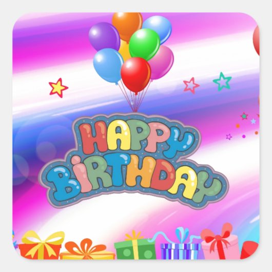 Borden van Birthday Paper Vierkante Sticker (Voorkant)