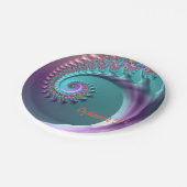 Borden van blauwgroen en Paars spiraalvormig fract Papieren Bordje (Gekanteld)