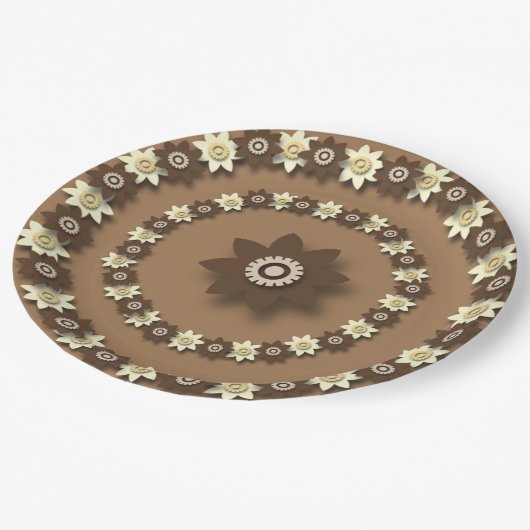 Borden van bruin en room papieren bordje (Gekanteld)