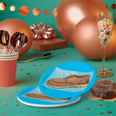 Borden van bruin schoeisel papieren bordje