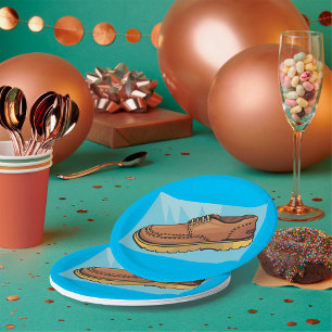 Borden van bruin schoeisel papieren bordje