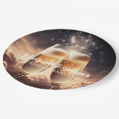 Borden van champagne-flessenpapier papieren bordje (Gekanteld)