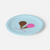 Borden van chocolade- en aardbeienijsjes papieren bordje (Gekanteld)