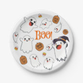 Borden van Cute Ghosts en Pumpkin Halloween Party Papieren Bordje (Voorkant)
