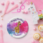 Borden van Cute Giraffe Birthday Party Papieren Bordje (Feest)