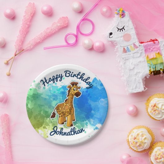 Borden van Cute Giraffe Party Papieren Bordje (Feest)