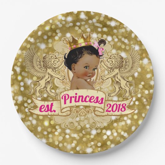 Borden van de Afrikaanse prinses Pink en Gold Glit Papieren Bordje (Voorkant)