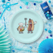 Borden van de Cheeseburger- en de Hot Dog-partij Papieren Bordje (Feest)