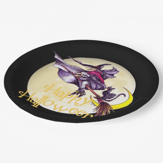 Borden van de Halloween Witch Holiday Papieren Bordje (Gekanteld)