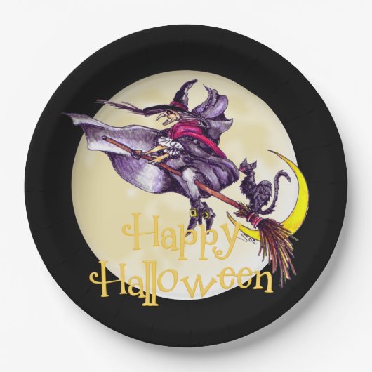Borden van de Halloween Witch Holiday Papieren Bordje (Voorkant)
