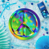 Borden van de Hippie Peace Flower Power Party Papieren Bordje (Feest)