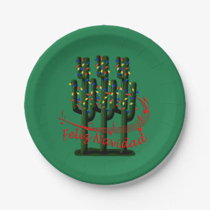 Borden van de kerstpartij Fiesta Feliz Navidad 7" Papieren Bordje