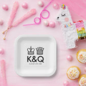 Borden van de koning en de koninginnenschaakictoir papieren bordje (Feest)