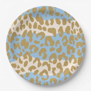 Borden van de Leopard Print Party (blauw) Papieren Bordje