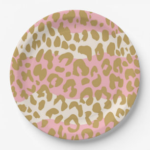 Borden van de Leopard Print Party (roze) Papieren Bordje