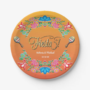 Borden van de Mexicaanse Fiesta Floral Party Papieren Bordje