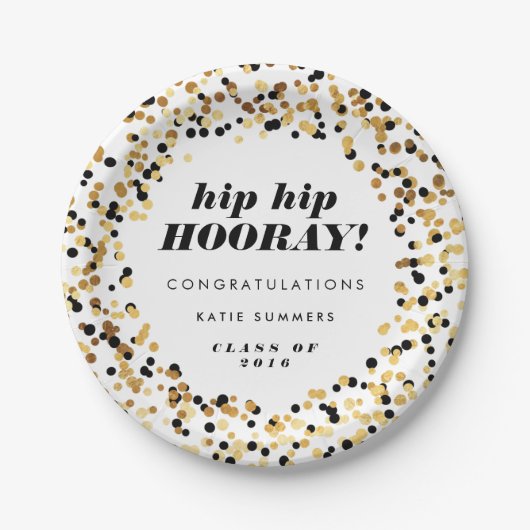 Borden van de moderne Gold Confetti Graduation Par Papieren Bordje (Voorkant)