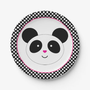 Borden van de Polkadot Panda-partij Papieren Bordje