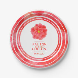 Borden van de rode kamellia-strijder papieren bordje