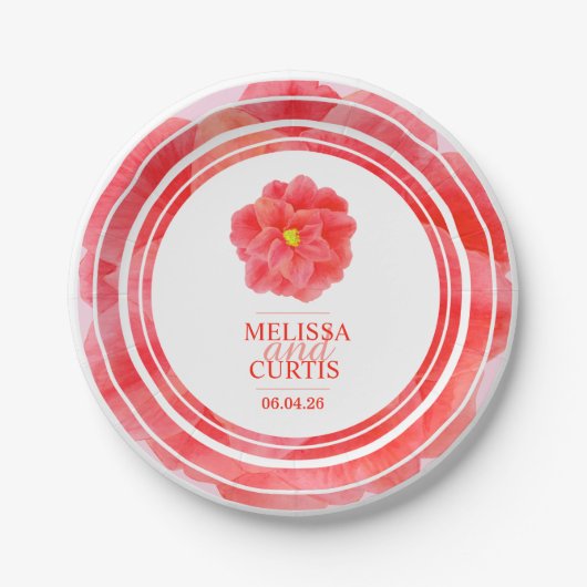 Borden van de rode kamellia-strijder papieren bordje (Voorkant)