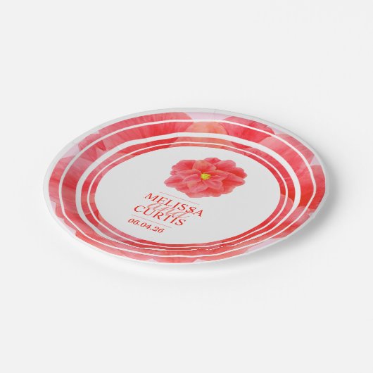 Borden van de rode kamellia-strijder papieren bordje (Gekanteld)