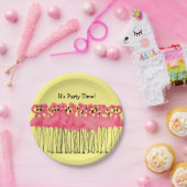 Borden van de roze partij Flamingos Papieren Bordje (Feest)