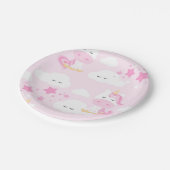 Borden van de Roze Princess & Unicorn Party Papieren Bordje (Gekanteld)