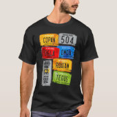Borden van de turistische Honduras Copan Tela Omoa T-shirt (Voorkant)