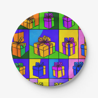 Borden van de verjaardag met cadeauontwerp papieren bordje