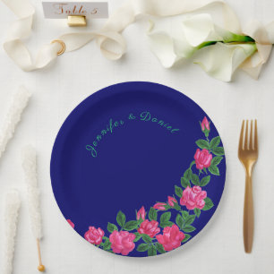 Borden van Elegant en floral Royal Blue Paper Papieren Bordje