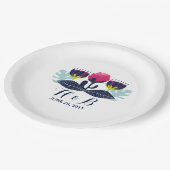 Borden van Funky Floral Wedding Paper Papieren Bordje (Gekanteld)