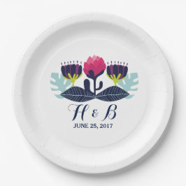 Borden van Funky Floral Wedding Paper Papieren Bordje
