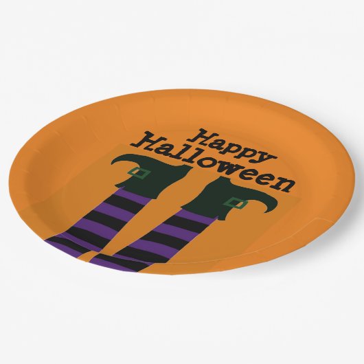 Borden van gecrashte heks-halloween-party papieren bordje (Gekanteld)