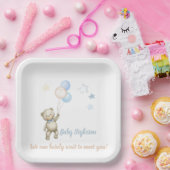 Borden van gepersonaliseerd Baby shower Teddy Bear Papieren Bordje (Feest)