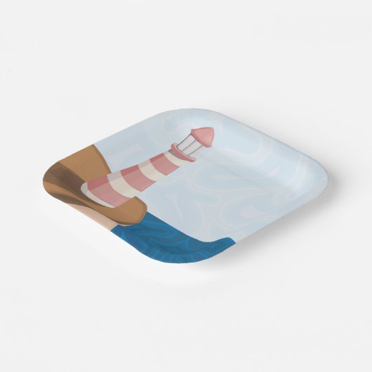 Borden van gestript vuurtoren papieren bordje (Gebogen)