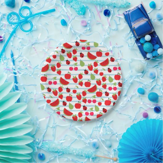 Borden van gestripte zomerfruit papieren bordje (Feest)