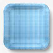 Borden VAN Gingham Pastel Blue-White-PAPER PARTY Papieren Bordje (Voorkant)