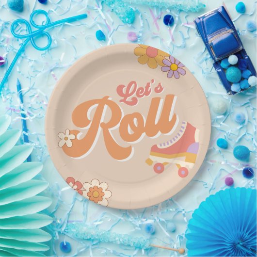 Borden van groovy Roller Schaats Party Paper Papieren Bordje (Feest)