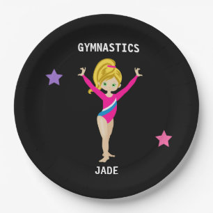Borden VAN GYMNASTICS PARTIJEN VOOR GIRLEN DIE WOR Papieren Bordje