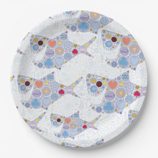 Borden van haaien papieren bordje (Voorkant)