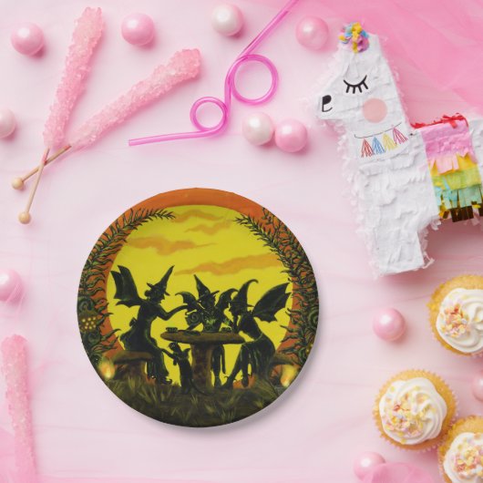 Borden van hagedissen op papier, hektheekfeestje papieren bordje (Feest)