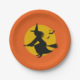 Borden van halloween flying Witch Paper Papieren Bordje