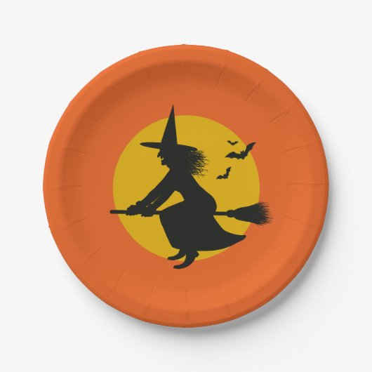 Borden van halloween flying Witch Paper Papieren Bordje (Voorkant)