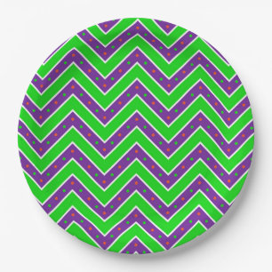 Borden van halloween Paper/Green en Paarse Chevron Papieren Bordje