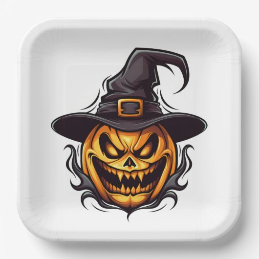 Borden van halloween Pumpkin-papier Papieren Bordje (Voorkant)