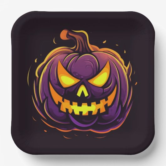 Borden van halloween Pumpkin-papier Papieren Bordje (Voorkant)