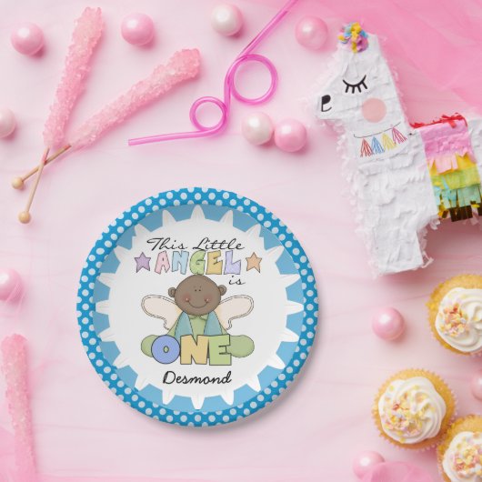 Borden van het Afrikaanse Amerikaanse jongetje 1st Papieren Bordje (Feest)